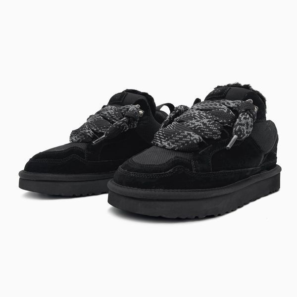 Зимові кросівки Угг Лоумел Снікер чорні з хутром ugg-0102 фото