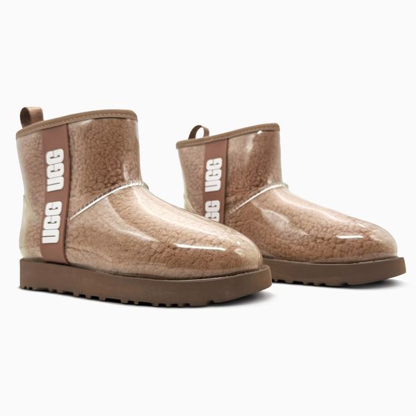 Зимові жіночі уггі Угг Класік Клір Міні коричневі з хутром ugg-0133 фото